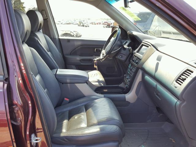 5FNYF28788B003644 - 2008 HONDA PILOT EXL MAROON photo 5