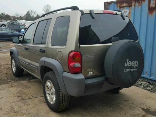 1J4GL48K54W119615 - 2004 JEEP LIBERTY SP BEIGE photo 3