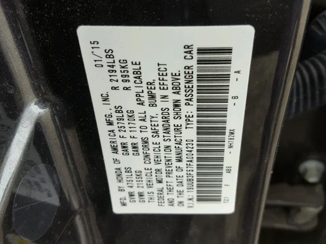 19UUB3F57FA004230 - 2015 ACURA TLX TECH GRAY photo 10