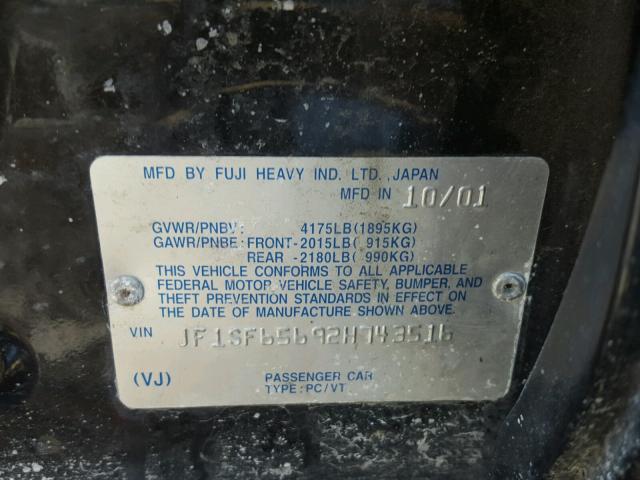 JF1SF65692H743516 - 2002 SUBARU FORESTER S Qara foto 10