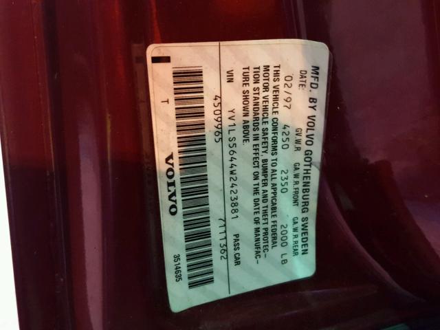 YV1LS5644W2423881 - 1998 VOLVO S70 GLT RED photo 10