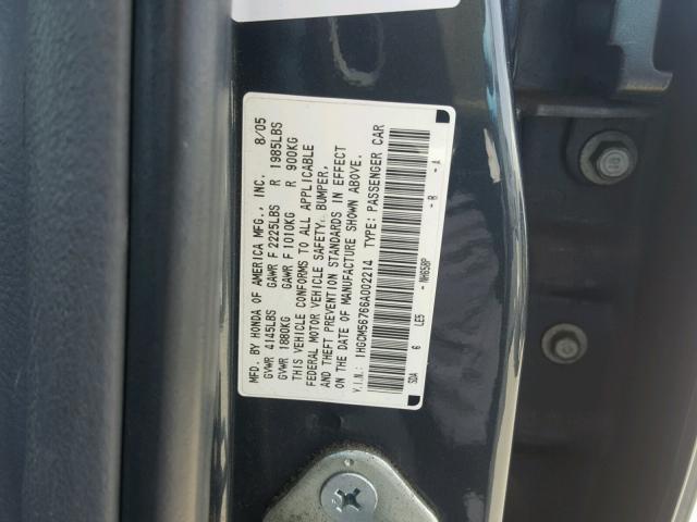 1HGCM56766A002214 - 2006 HONDA ACCORD EX CHARCOAL photo 10