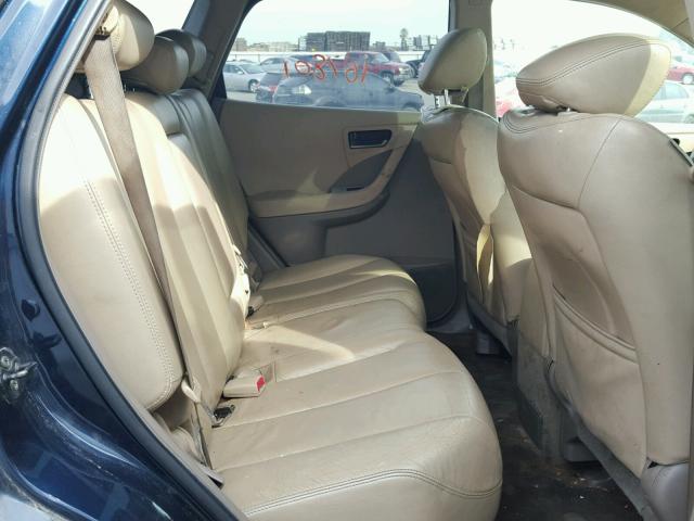 JN8AZ08T64W227483 - 2004 NISSAN MURANO SL BLUE photo 6