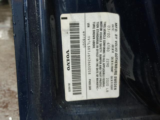 YV1LS61J6Y2665058 - 2000 VOLVO S70 BASE BLUE photo 10