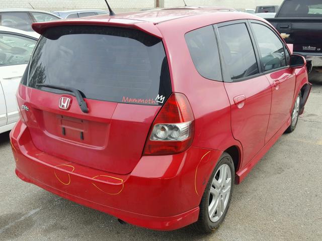 JHMGD38667S005391 - 2007 HONDA FIT S RED photo 4