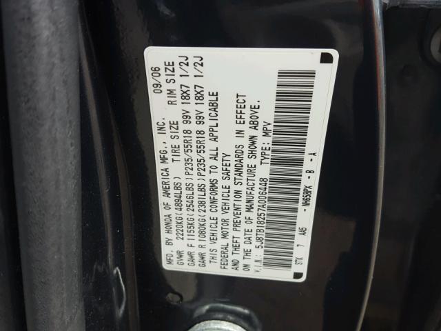 5J8TB18257A006448 - 2007 ACURA RDX GRAY photo 10