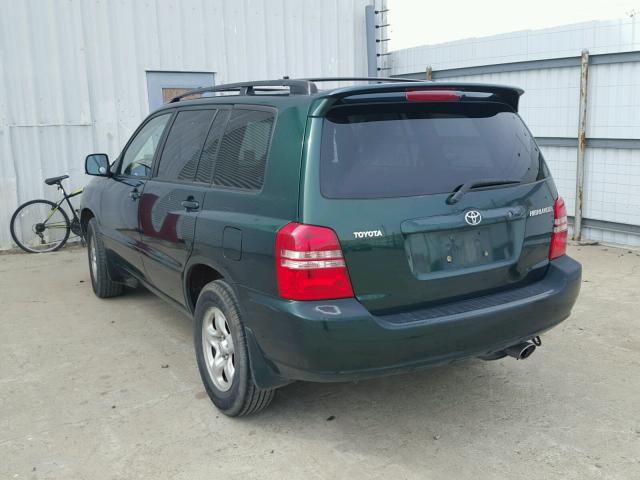 JTEGD21A130058432 - 2003 TOYOTA HIGHLANDER GREEN photo 3