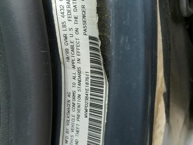 WVWPD23B4YE187611 - 2000 VOLKSWAGEN PASSAT GLX 石墨色 照片 10