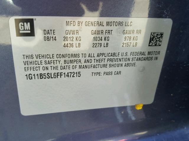 1G11B5SL6FF147215 - 2015 CHEVROLET MALIBU LS 蓝色 照片 10