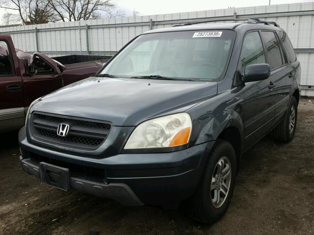 5FNYF18585B039757 - 2005 HONDA PILOT EXL BLUE photo 2