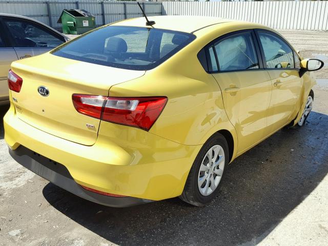 KNADM4A34G6588303 - 2016 KIA RIO LX YELLOW photo 4