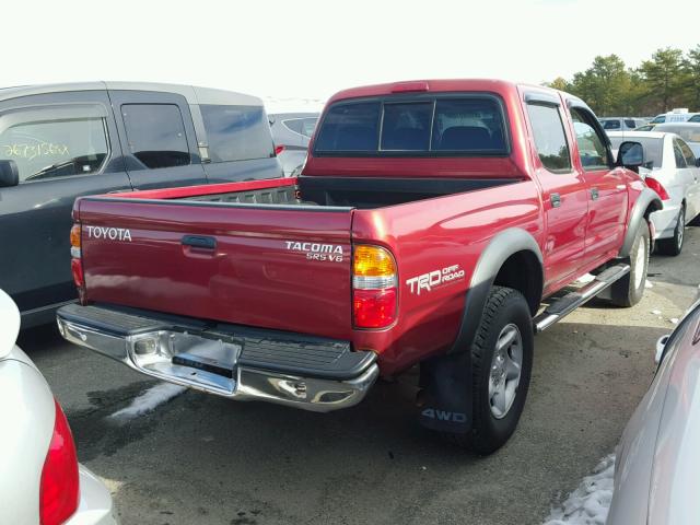 5TEHN72N92Z108660 - 2002 TOYOTA TACOMA DOU RED photo 4