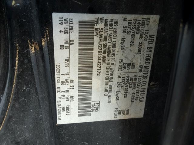 5LMFU27R13LJ27172 - 2003 LINCOLN NAVIGATOR 黑色 照片 10