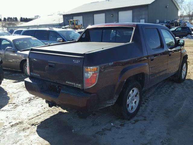 2HJYK16578H541488 - 2008 HONDA RIDGELINE MAROON photo 4