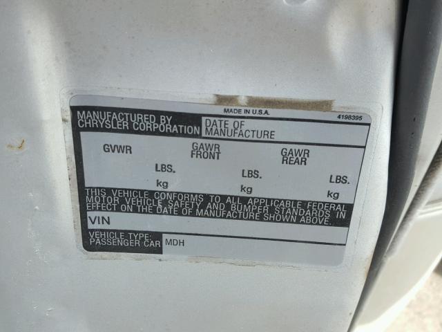 1C3BF66P8GX594423 - 1986 CHRYSLER FIFTH AVEN 银色 照片 10