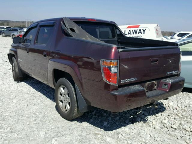 2HJYK16587H544897 - 2007 HONDA RIDGELINE MAROON photo 3