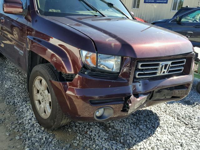 2HJYK16587H544897 - 2007 HONDA RIDGELINE MAROON photo 9