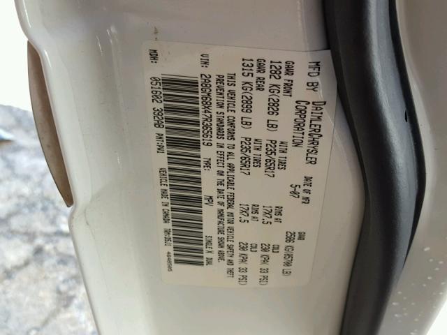 2A8GM68X47R365619 - 2007 CHRYSLER PACIFICA T WHITE photo 10