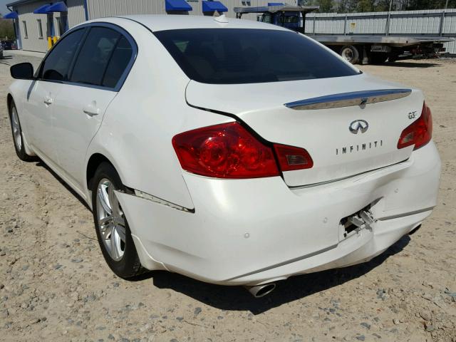 JN1CV6AP8DM719530 - 2013 INFINITI G37 BASE WHITE photo 3