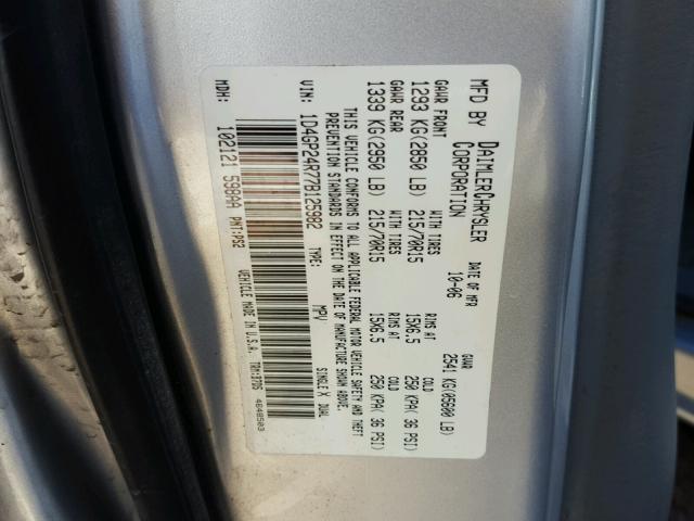 1D4GP24R77B125982 - 2007 DODGE GRAND CARA SILVER photo 10