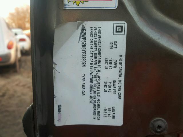 1G2WP52K8YF229024 - 2000 PONTIAC GRAND PRIX TAN photo 10