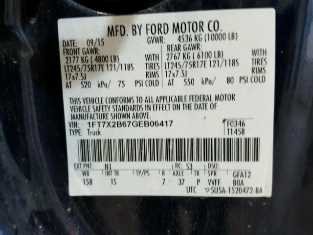 1FT7X2B67GEB06417 - 2016 FORD F250 SUPER BLUE photo 10