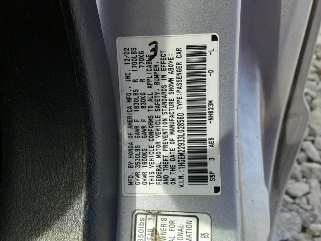 1HGEM22933L028560 - 2003 HONDA CIVIC EX Gümüş foto 10