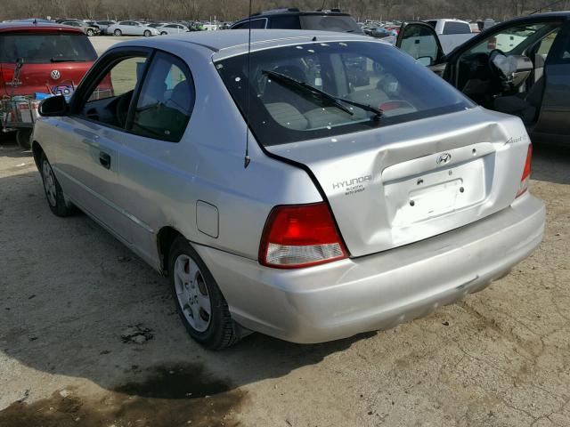 KMHCG35C81U074057 - 2001 HYUNDAI ACCENT GS SILVER photo 3