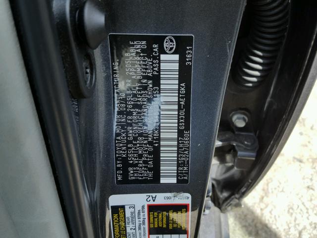 4T1BK3DB4BU393153 - 2011 TOYOTA AVALON BAS GRAY photo 10