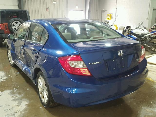 19XFB2F83CE002155 - 2012 HONDA CIVIC EX BLUE photo 3