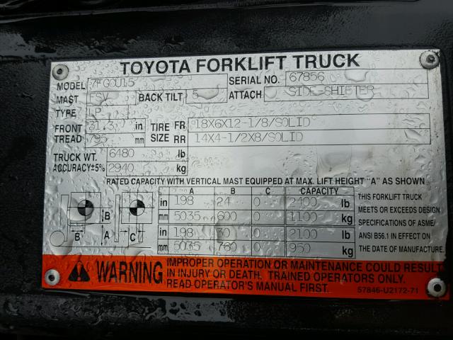 00000000000067856 - 2004 TOYOTA FORKLIFT ORANGE photo 10