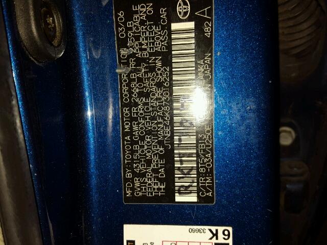 JTNBE46K873016252 - 2007 TOYOTA CAMRY NEW BLUE photo 10