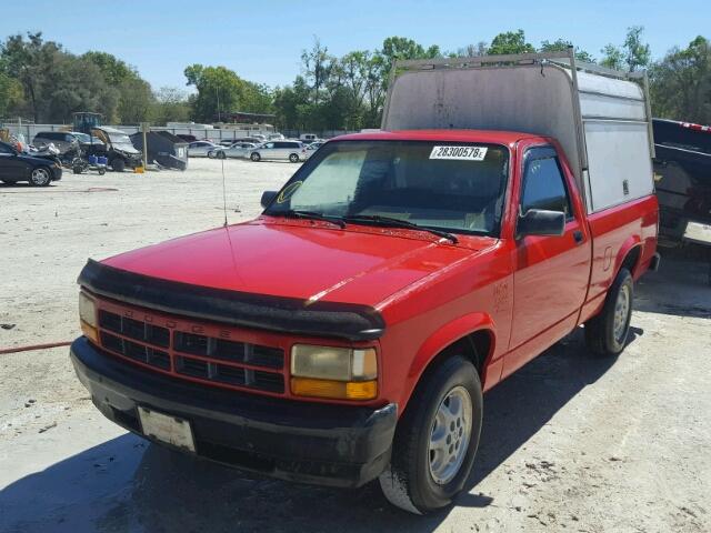 1B7FL26G2SW920326 - 1995 DODGE DAKOTA BURGUNDY photo 2