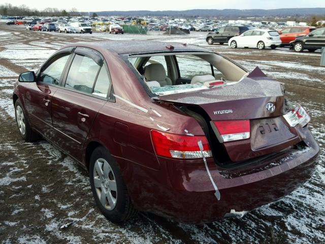 5NPET46C57H247906 - 2007 HYUNDAI SONATA GLS MAROON photo 3