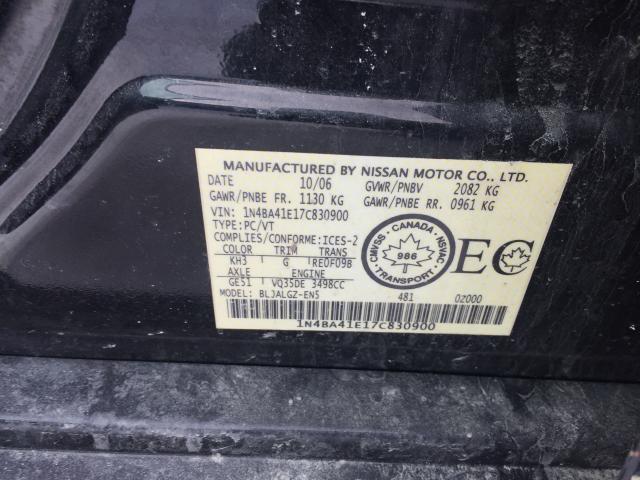 1N4BA41E17C830900 - 2007 NISSAN MAXIMA SE BLACK photo 9