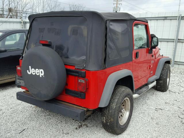 1J4FA39S46P734907 - 2006 JEEP WRANGLER X RED photo 4