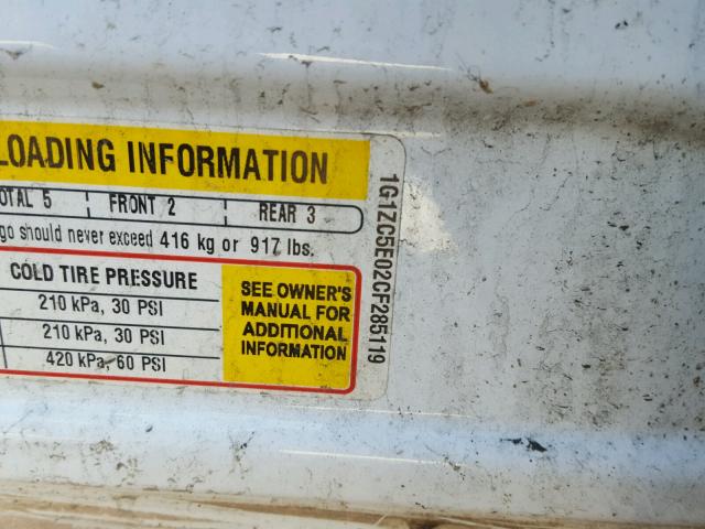 1G1ZC5E02CF285119 - 2012 CHEVROLET MALIBU 1LT 白色 照片 10