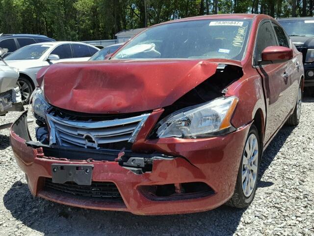 3N1AB7AP6FL680293 - 2015 NISSAN SENTRA S RED photo 2