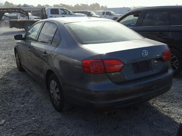 3VW2K7AJ5CM406647 - 2012 VOLKSWAGEN JETTA BASE GRAY photo 3