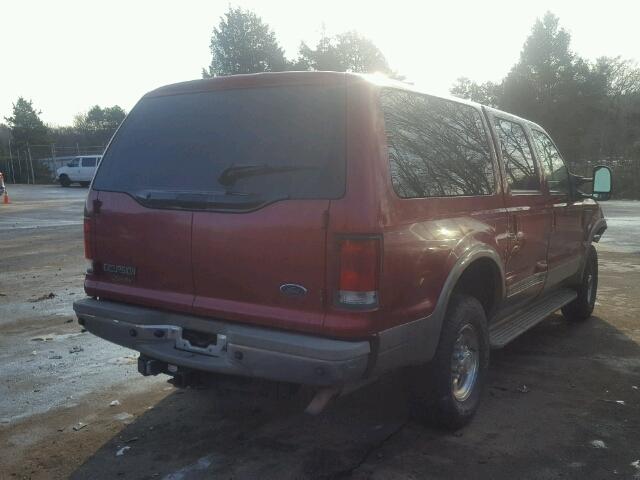 1FMNU43L01EC13814 - 2001 FORD EXCURSION RED photo 4