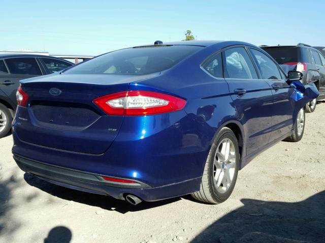 3FA6P0H72DR312274 - 2013 FORD FUSION SE BLUE photo 4