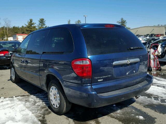 2C4GP44392R698106 - 2002 CHRYSLER TOWN & COU BLUE photo 3