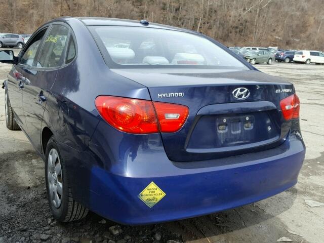 KMHDU46D58U521593 - 2008 HYUNDAI ELANTRA GL BLUE photo 3