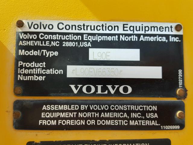 L90EV66350 - 2003 VOLVO L90E Q/C YELLOW photo 10