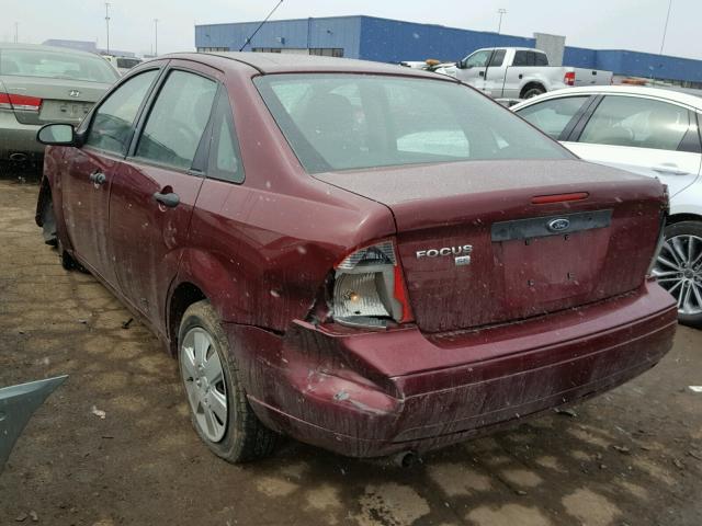 1FAHP34N77W355976 - 2007 FORD FOCUS ZX4 RED photo 3