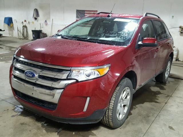 2FMDK4JC3EBB45286 - 2014 FORD EDGE SEL RED photo 2