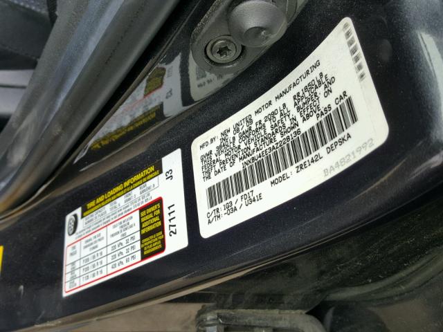 1NXBU4EE3AZ228136 - 2010 TOYOTA COROLLA BA GRAY photo 10