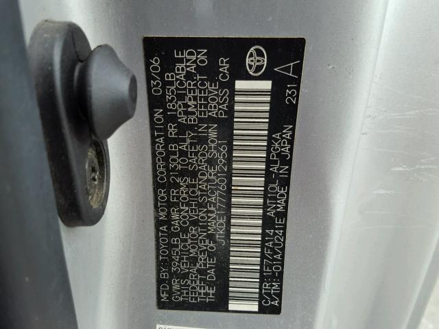 JTKDE177760129561 - 2006 TOYOTA SCION TC 银色 照片 10