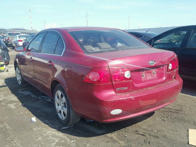 KNAGE123285167890 - 2008 KIA OPTIMA LX RED photo 3