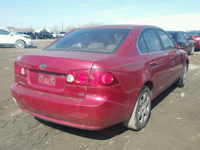 KNAGE123285167890 - 2008 KIA OPTIMA LX RED photo 4